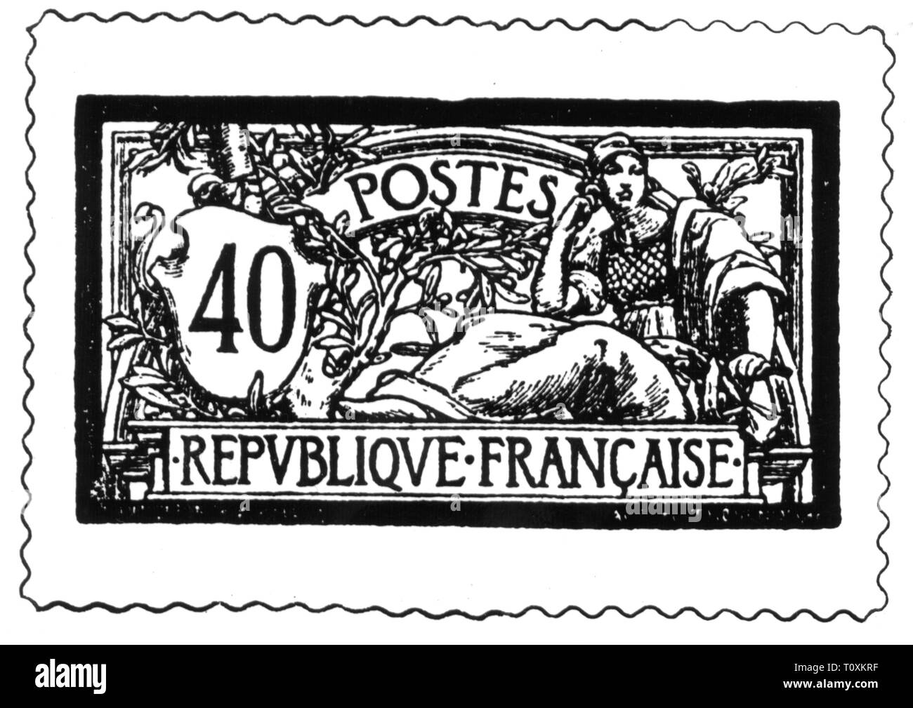 La poste, timbres, France, 40 centimes, 1920, timbre-Additional-Rights Clearance-Info-Not-Available- Banque D'Images