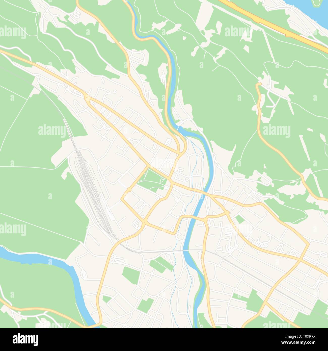 Carte imprimable de Spittal an der Drau, Autriche avec les principales et les routes secondaires et les grands chemins de fer. Cette carte est soigneusement conçu pour le routage et pui Illustration de Vecteur