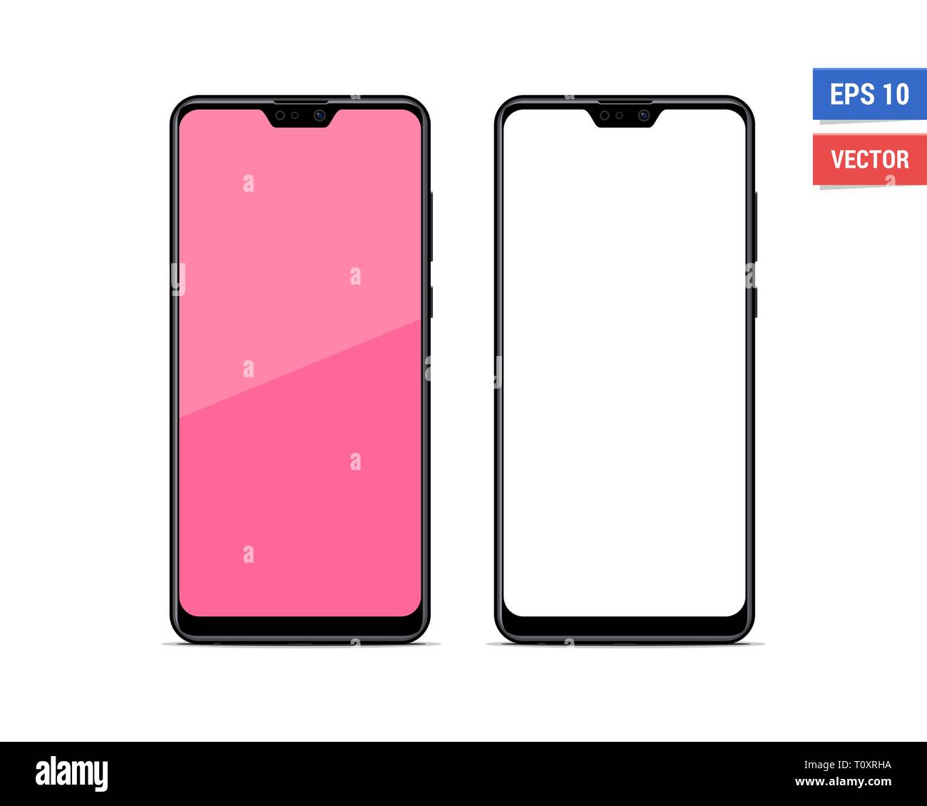 Télévision vecteur réaliste maquette Asus ZenFone Max Pro isolé sur fond blanc. Toute résolution à l'échelle de l'image Illustration de Vecteur