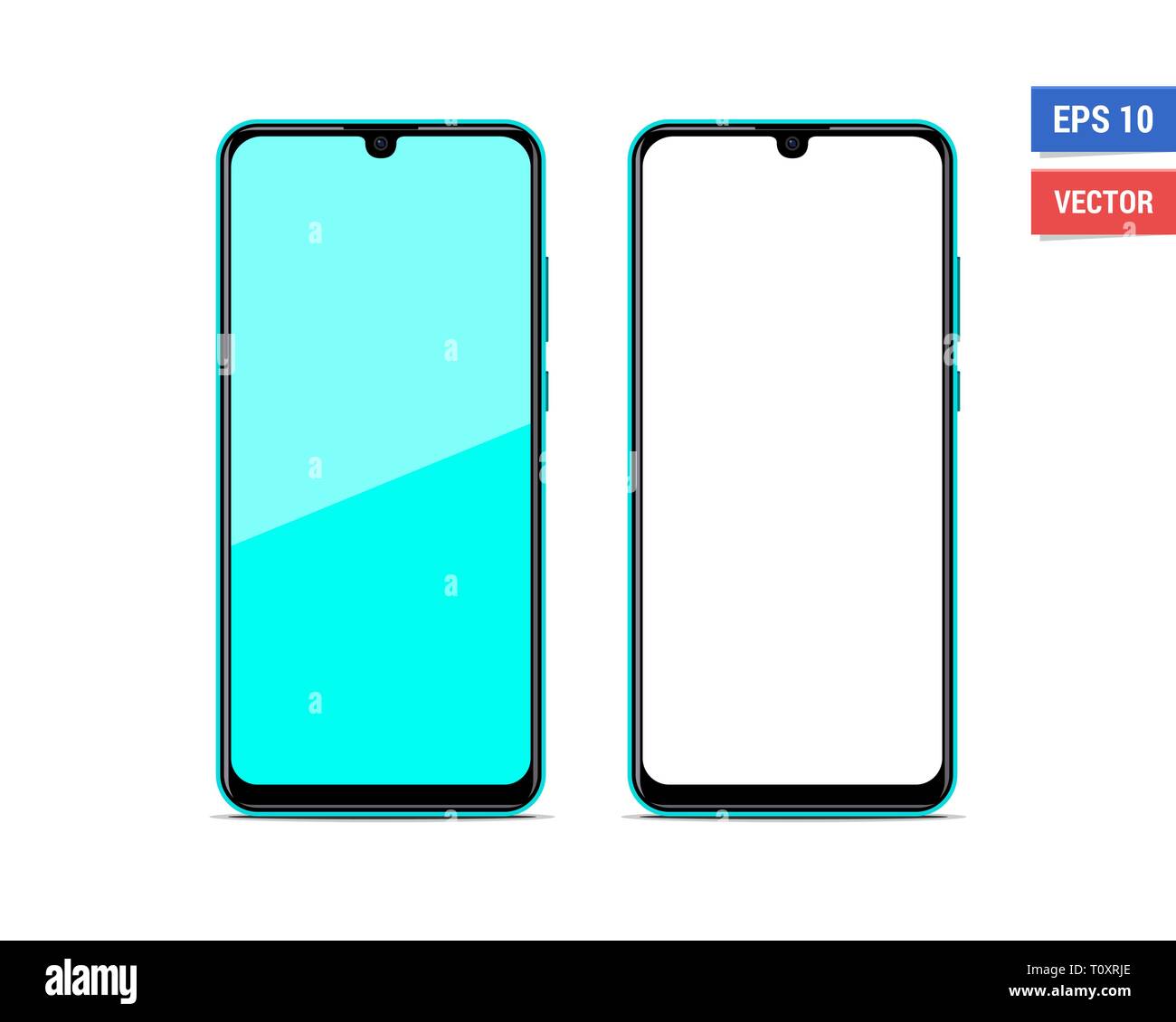 Télévision vecteur réaliste maquette Huawei P Smart 2019 isolé sur fond blanc. Toute résolution à l'échelle de l'image Illustration de Vecteur
