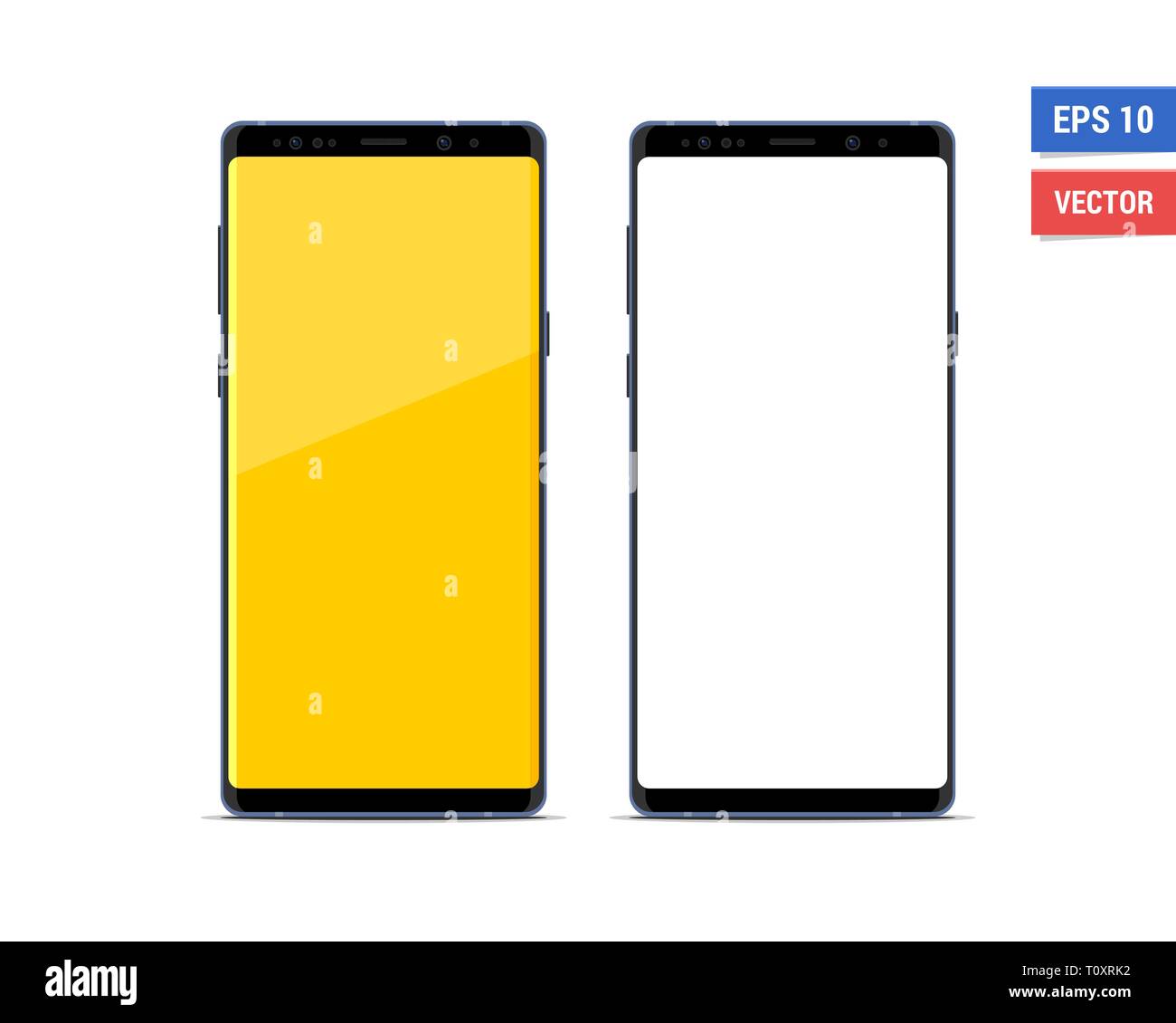 Vecteur réaliste maquette télévision Samsung Galaxy Note 9 isolé sur fond blanc. Toute résolution à l'échelle de l'image Illustration de Vecteur