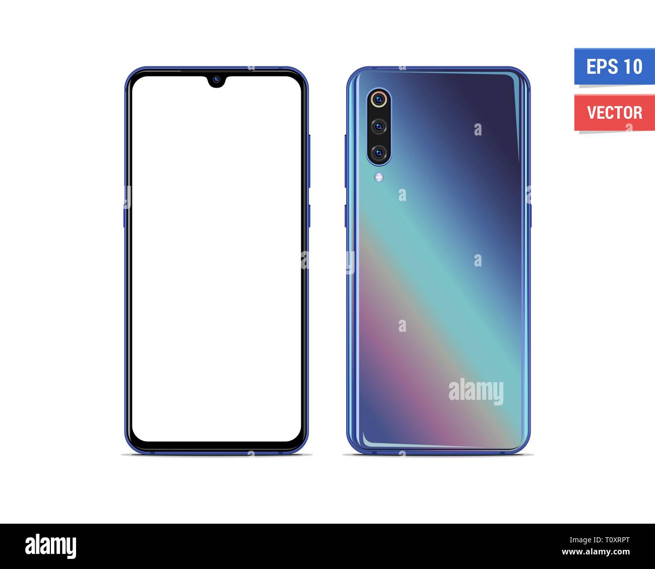 Télévision vecteur réaliste maquette Xiaomi Mi 9 avec écran blanc isolé sur fond blanc. Toute résolution à l'échelle de l'image Illustration de Vecteur