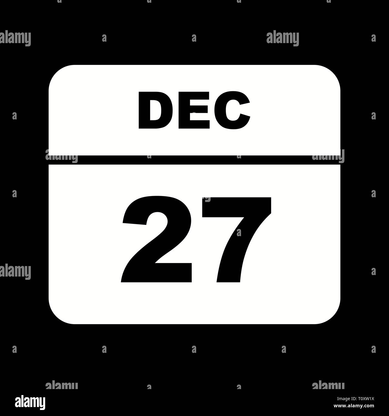 27 décembre Date sur un seul jour calendrier Photo Stock - Alamy