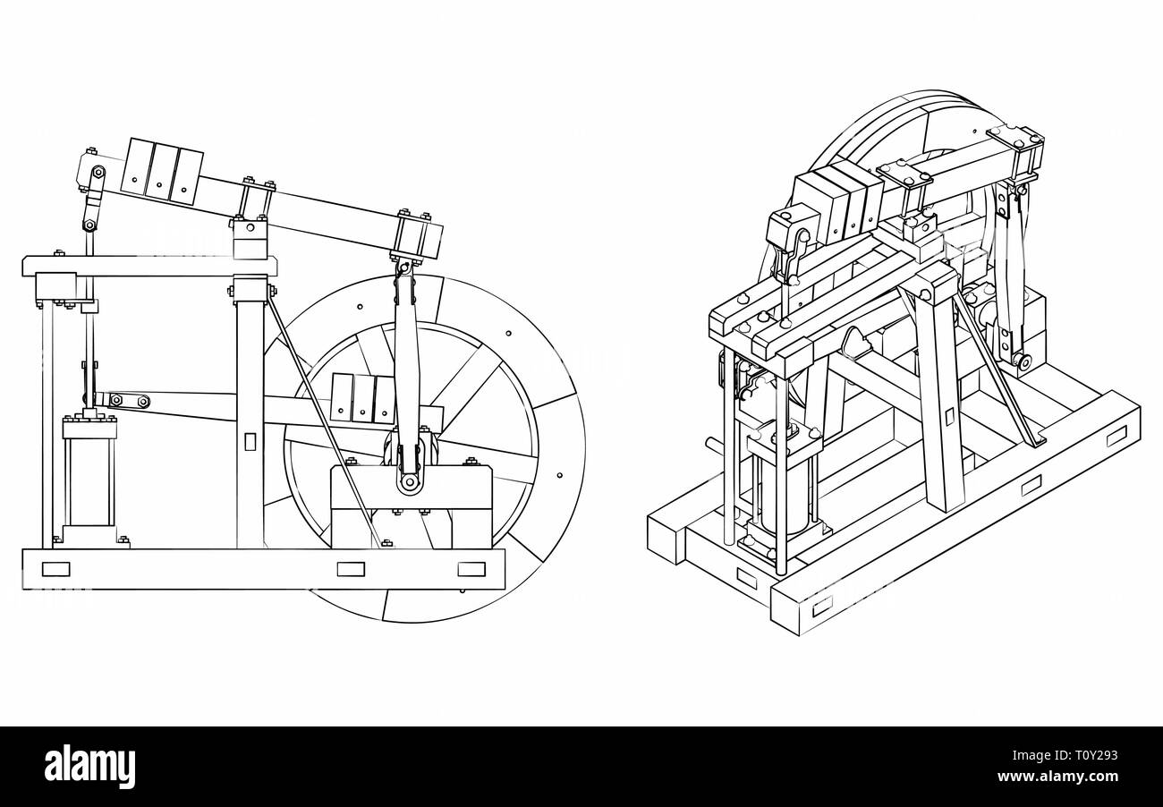 Moteur en poutres de bois différents contours comme un pinceau Illustration de Vecteur