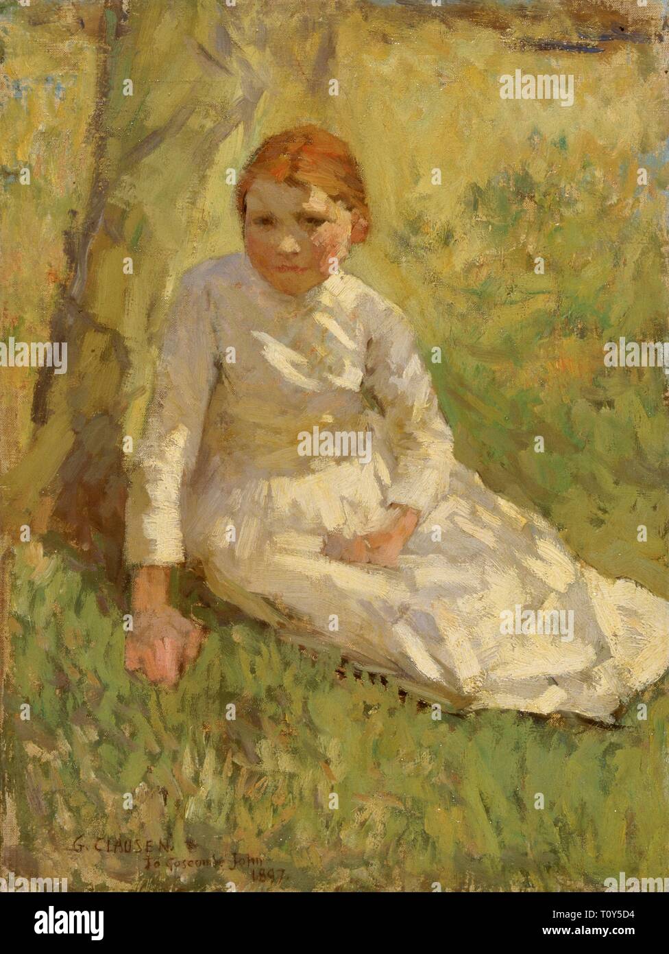Jeune fille dans un champ, 1897. Créateur : George Clausen. Banque D'Images