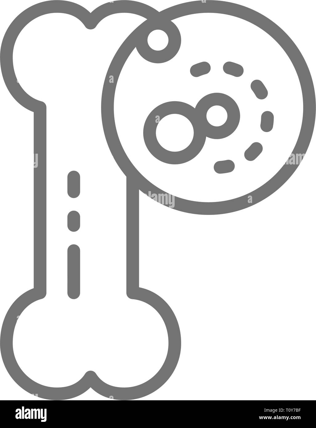 Le cancer des os, sarcome, tumeur maligne, l'icône de la ligne de l'oncologie. Illustration de Vecteur