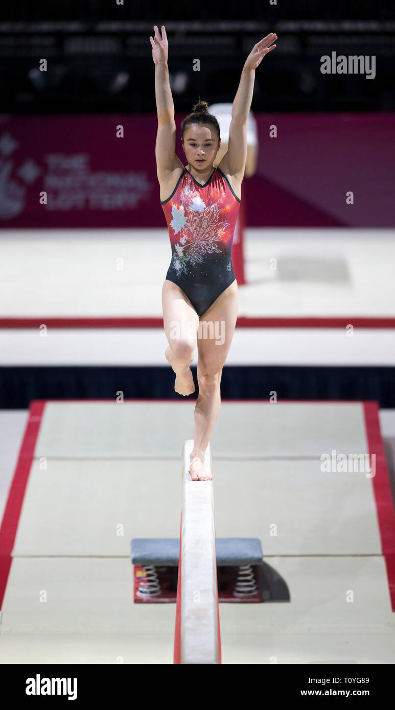 Resorts World Arena, Birmingham, UK. Mar 22, 2019. Coupe du monde de gymnastique, previews ; Victoria Kayen Woo (CAN) à la poutre lors de la formation à la Coupe du Monde de Gymnastique 2019 Birmingham : Action Crédit Plus Sport/Alamy Live News Banque D'Images