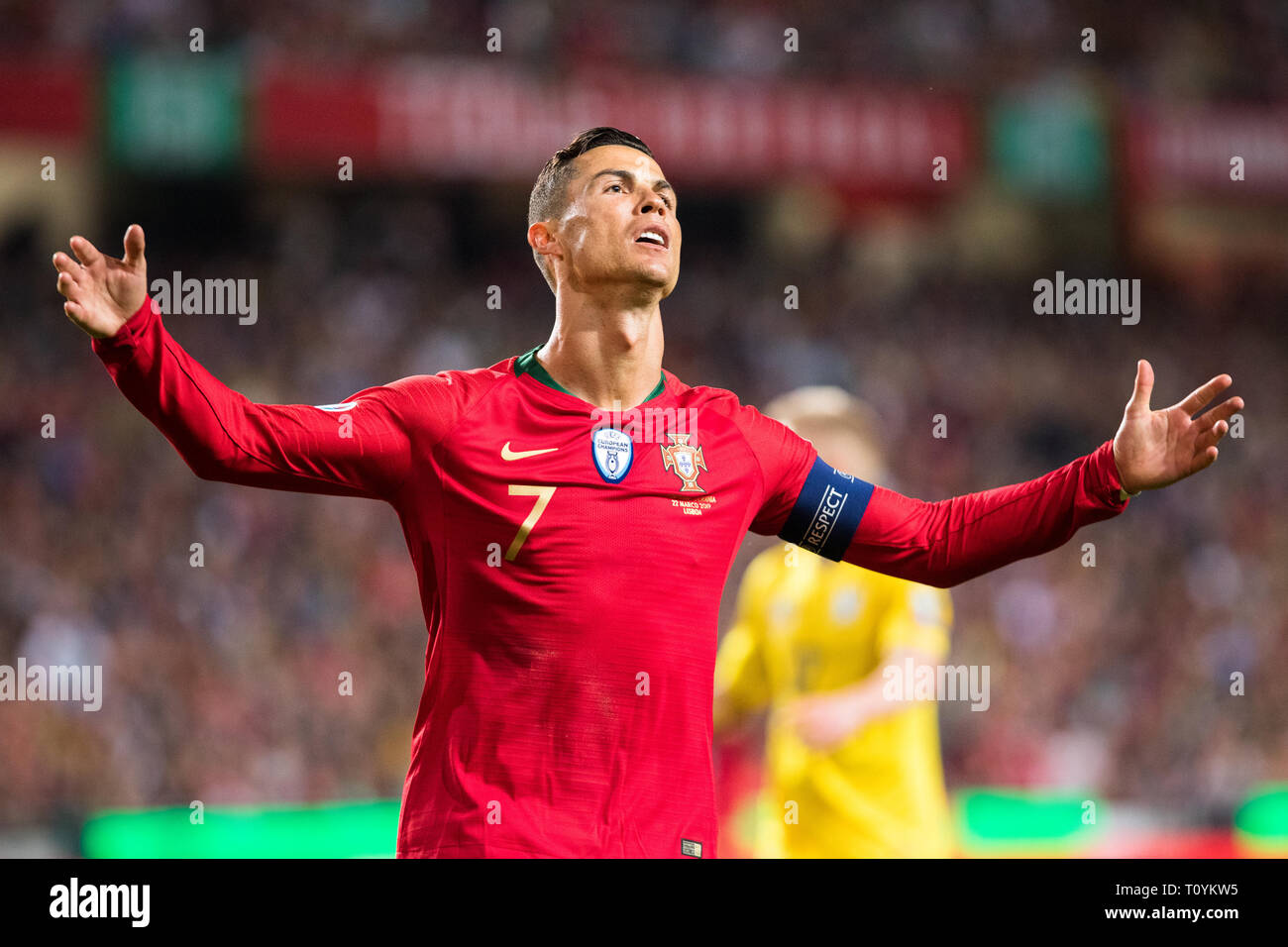 Le Portugal de Cristiano Ronaldo en action pendant les qualifications - Groupe B à l'Euro 2020 match de football entre le Portugal contre l'Ukraine. (Score final : Portugal 0 - 0 Ukraine) Banque D'Images