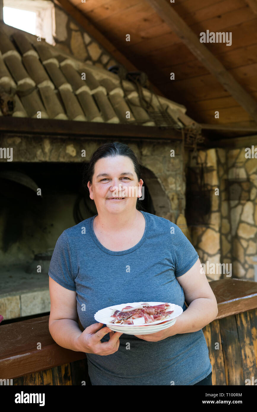 Jambon de ferme locale, lastovo, Croatie Banque D'Images