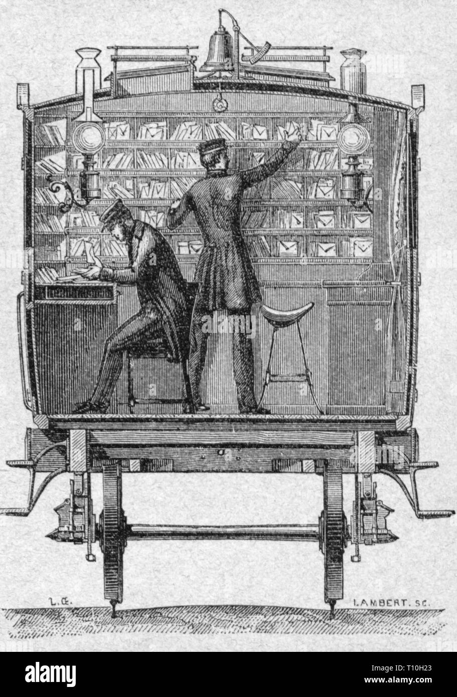 La poste, bureau de poste, le courrier voyage voiture de l'Allemand Reich Reichspost (Mail), vue de l'intérieur, gravure sur bois, vers 1890, l'artiste n'a pas d'auteur pour être effacé Banque D'Images La poste, bureau de poste, le courrier voyage voiture de l'Allemand Reich Reichspost (Mail), vue de l'intérieur, gravure sur bois, vers 1890, l'artiste n'a pas d'auteur pour être effacé Banque D'Images