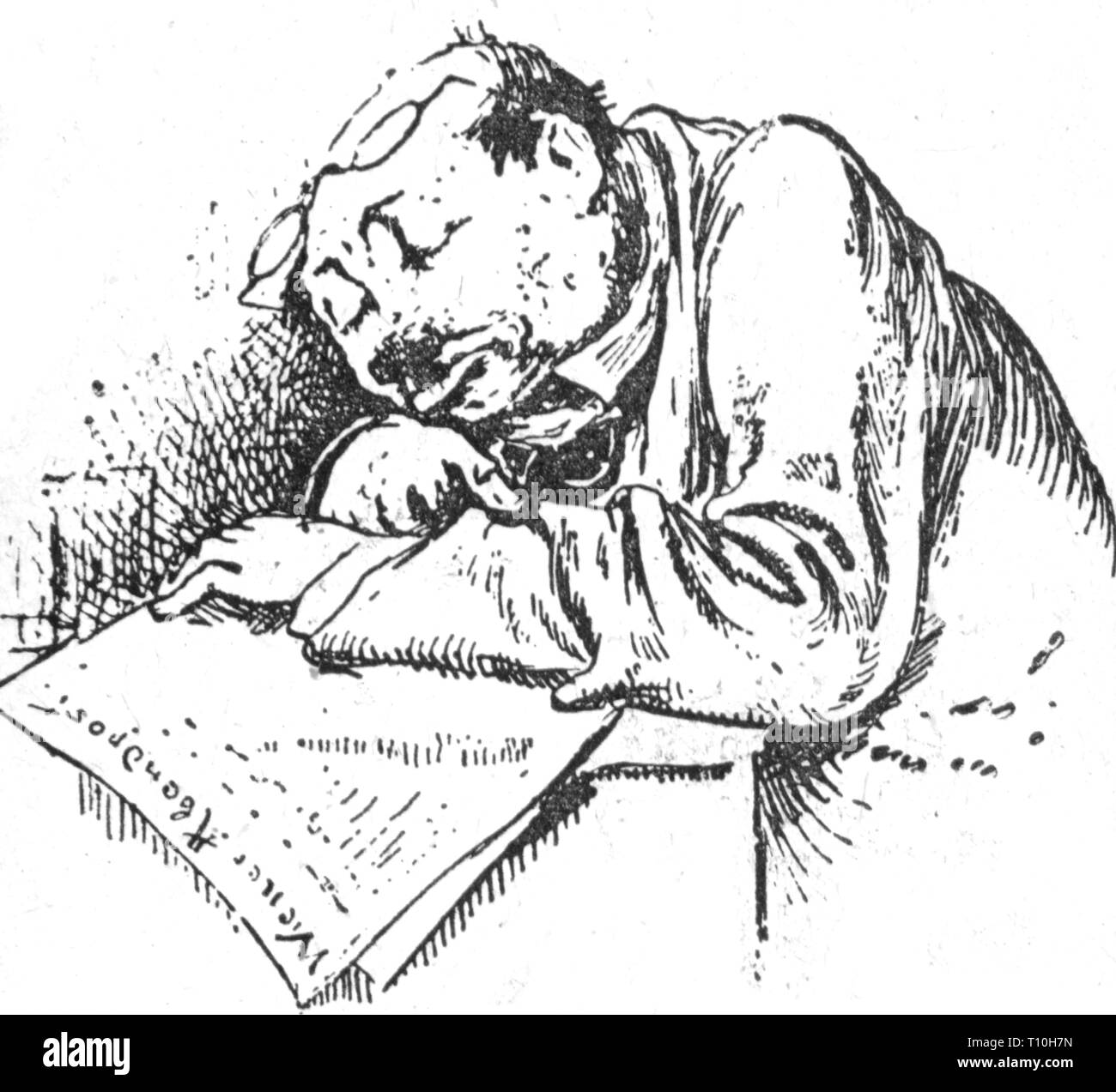 Presse/médias, caricature, 'Der geneigte Leser' (l'avide lecteur endormi), dessin, dans : 'Figaro', Vienne, 1886, Additional-Rights Clearance-Info-Not-Available- Banque D'Images