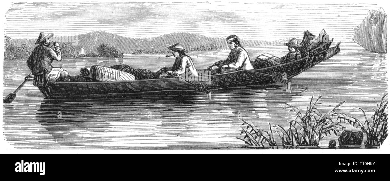 Géographie / historique de voyage, la Chine, les gens, les membres de la Rat-personnes dans un bateau sur le fleuve Songhua Jiang, gravure sur bois, 2e moitié 19e siècle, Hezhen, Golden, Samagir, Nanaïs, Nanaier Tungusic, Tungus, les gens, l'appartenance ethnique, l'origine ethnique, ethnique, l'origine ethnique, de l'Asie, d'Asie, les Asiatiques, rivière, rivières, Sungari, des transports, de la navigation intérieure, voyage, voyages, voyages, voyages, empire, empires, Dynastie mandchoue, Dynastie des Qing, Qing, membres, états, bateau, bateaux, lieux historiques, historiques, l'artiste n'a pas d'auteur pour être effacé Banque D'Images