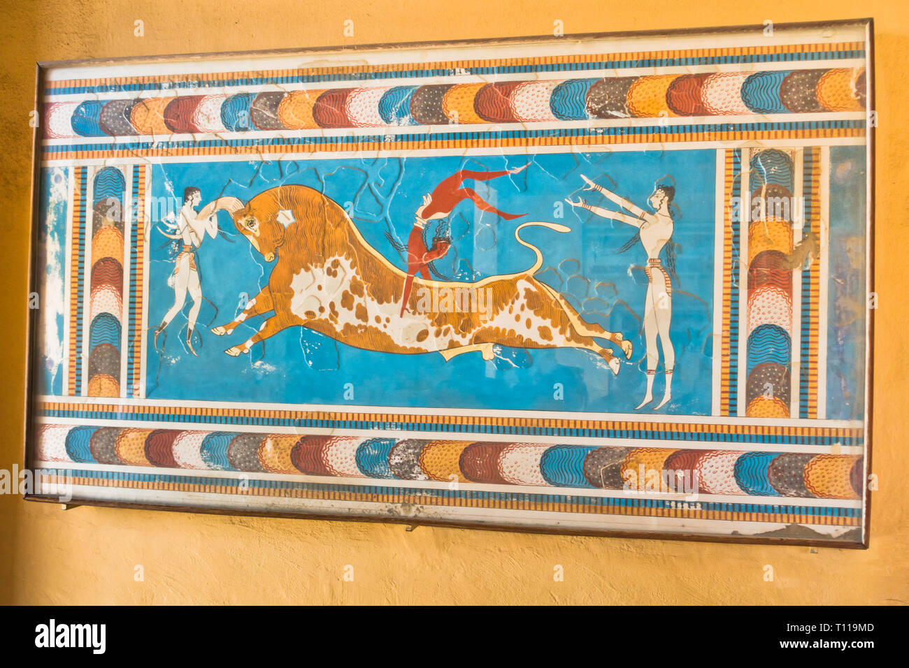 À partir de détails architecturaux et artictic il y a 3500 ans au palais de Knossos, près du port d'Héraklion, île de Crète, Grèce Banque D'Images
