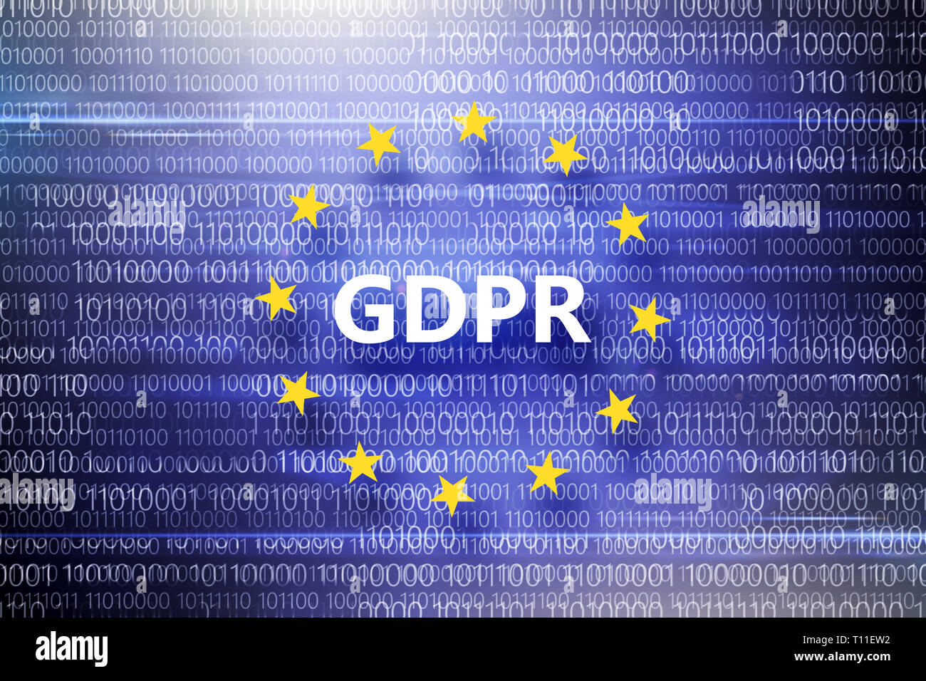 Règlement général sur la protection des données. Inscription en cercle d'étoiles . Banque D'Images