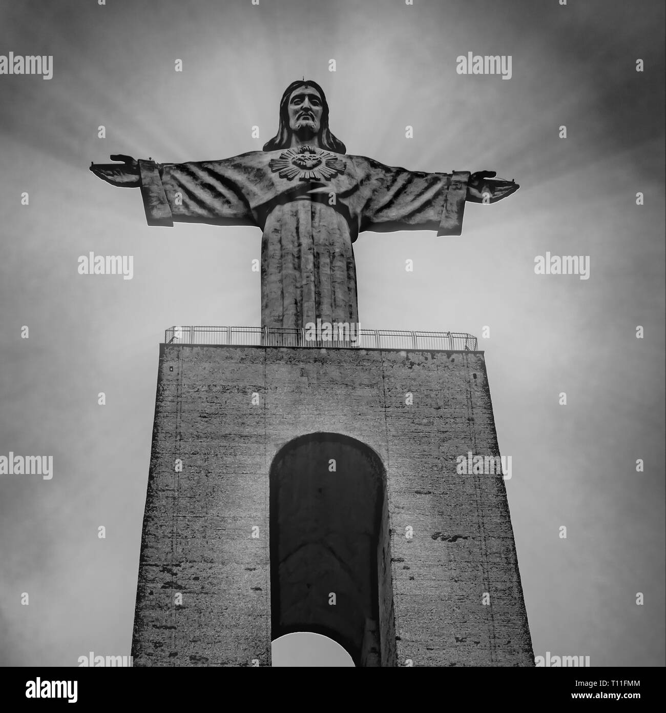 PORTUGAL, LISBONNE - Mars 10, 2019 : La Statue du Christ, Cristo Rei Banque D'Images