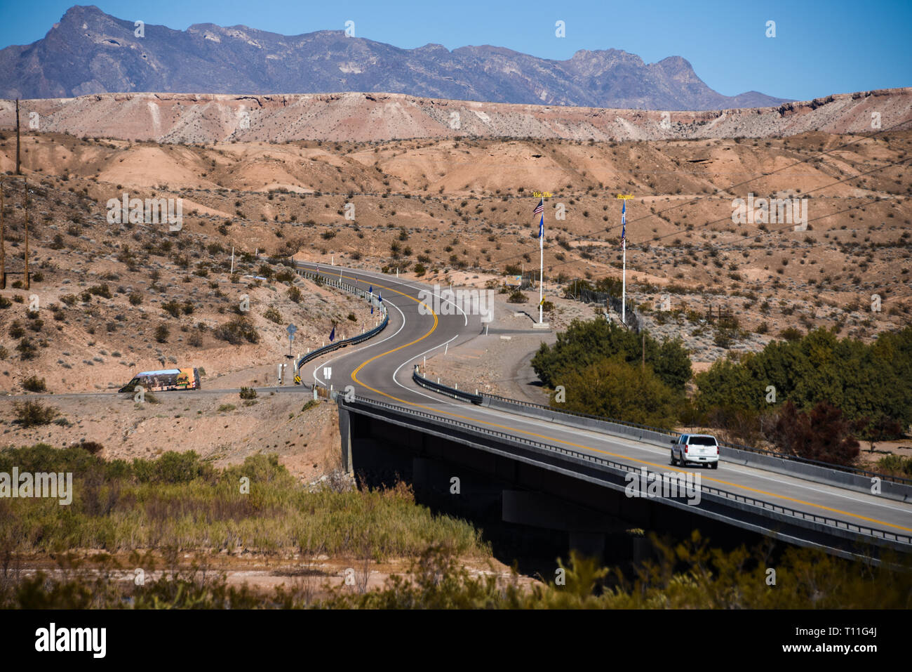 Pont sur la rivière vierge sur Nevada State Highway 170 à Bunkerville. La sortie 112 sur l'Interstate 15 West de Mesquite, NEVADA USA Banque D'Images