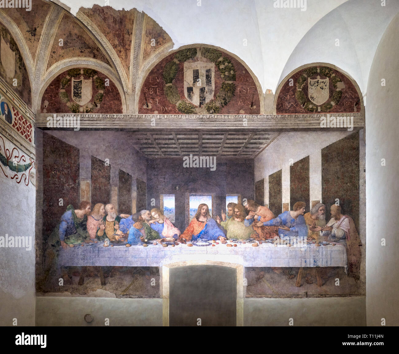 Milan, Italie. La dernière Cène (Il Cenacolo) est un fin 15ème siècle, la peinture murale par l'artiste italien Leonardo da Vinci logé par le réfectoire de la C Banque D'Images