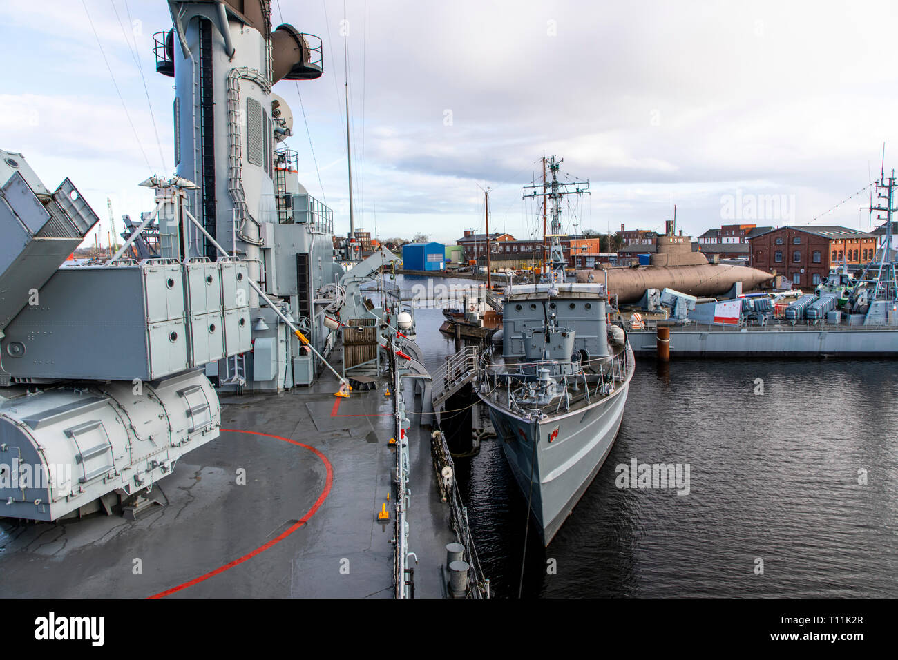 Wilhelmshaven, Musée de la marine allemande, sur la plage du sud, de l'histoire de la marine allemande, les navires de la marine allemande et de l'ex-destroyer, l'ANV Mölders o Banque D'Images