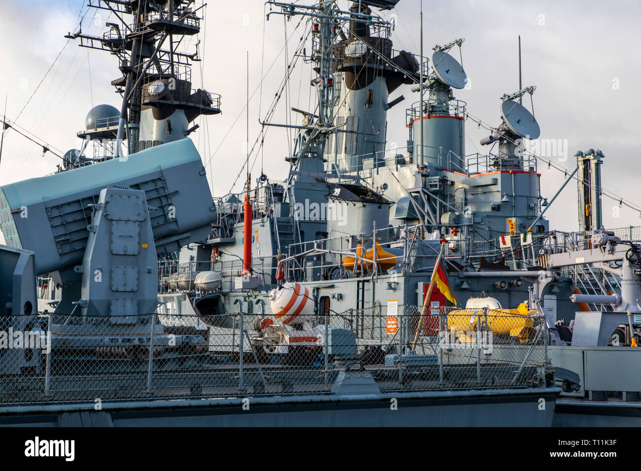 Wilhelmshaven, Musée de la marine allemande, sur la plage du sud, de l'histoire de la marine allemande, les navires de la marine allemande et de l'ex-destroyer, l'ANV Mölders o Banque D'Images