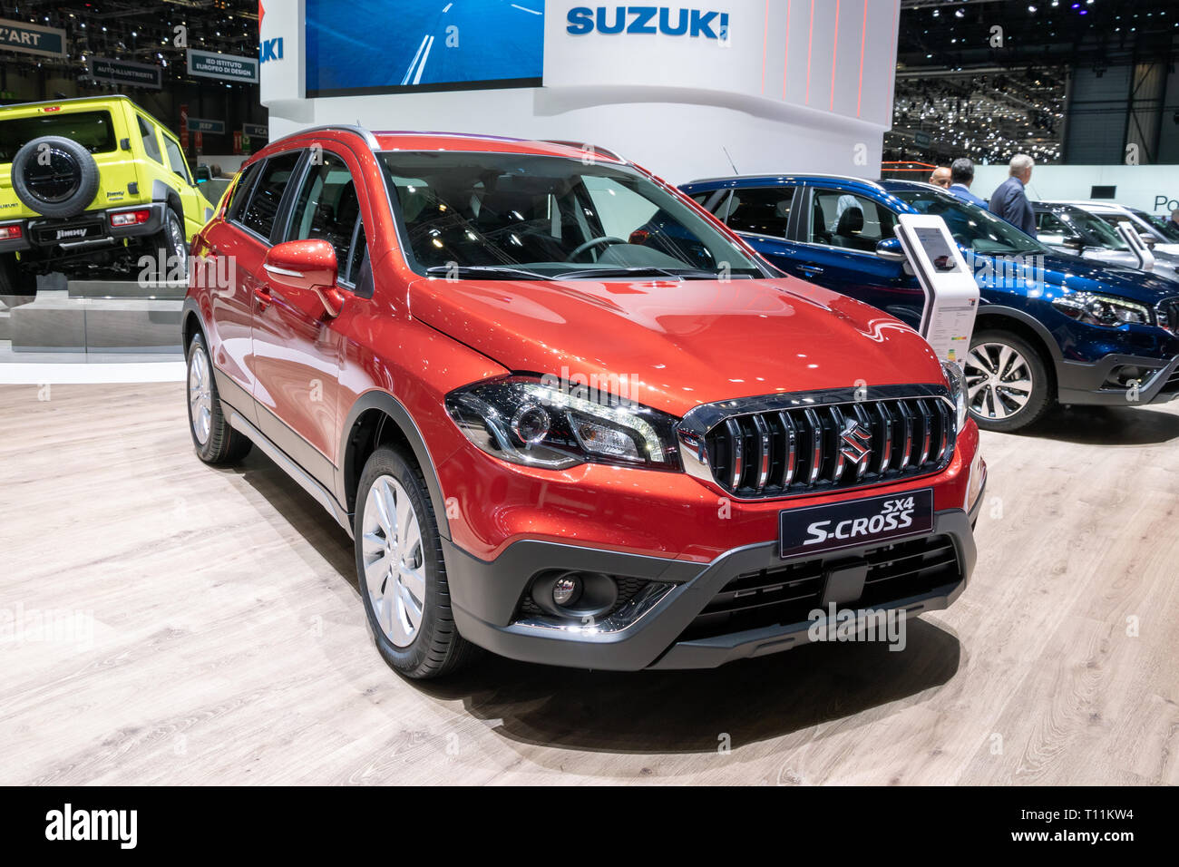 Genève, SUISSE - Le 5 mars 2019 : Suzuki SX4 voiture Cross présentés à la 89e Salon International de l'Automobile de Genève. Banque D'Images