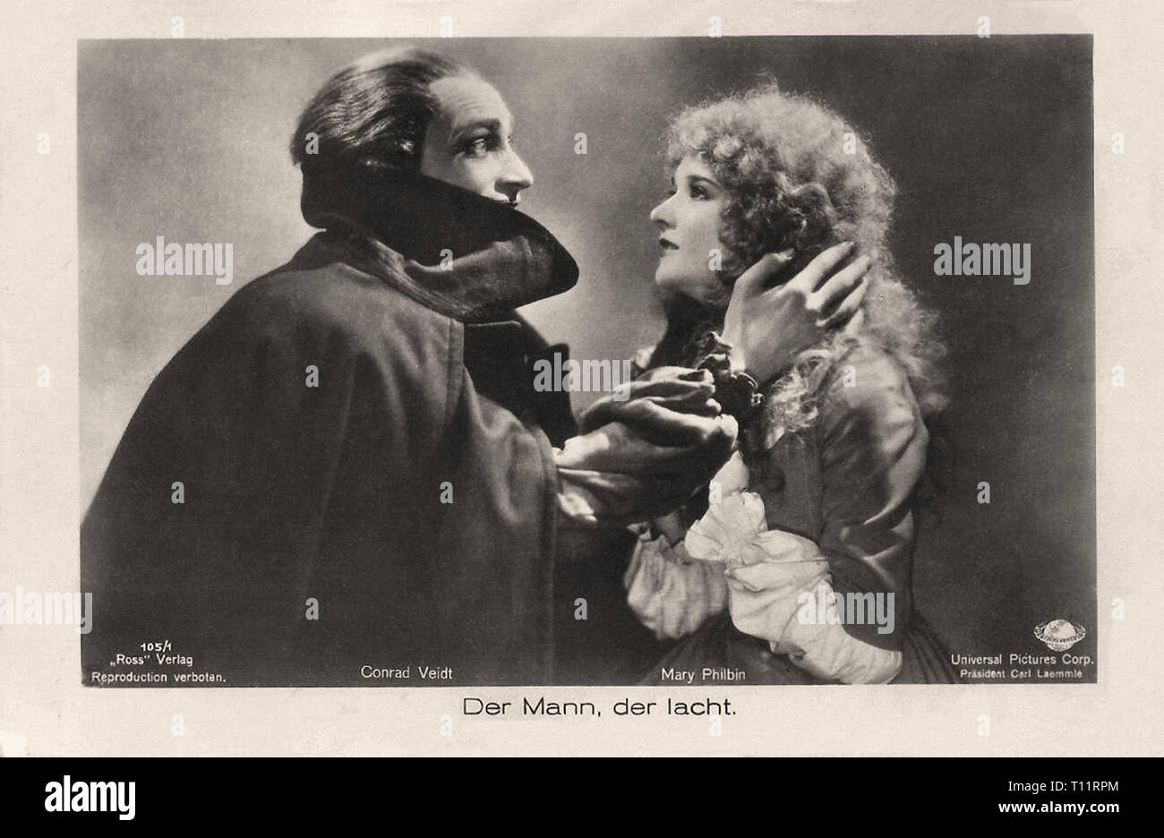 La photographie publicitaire de Conrad Veidt et Mary Philbin dans l'homme qui rit (1928) - L'ère du cinéma muet Banque D'Images