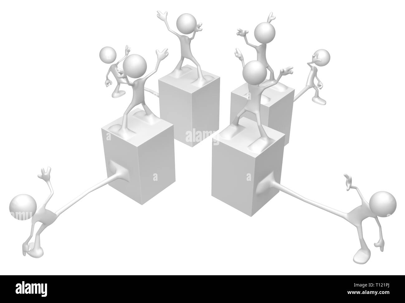 Blanc étrange figure symbolique pied monuments surréalistes coincé, 3d illustration, horizontal, isolé Banque D'Images