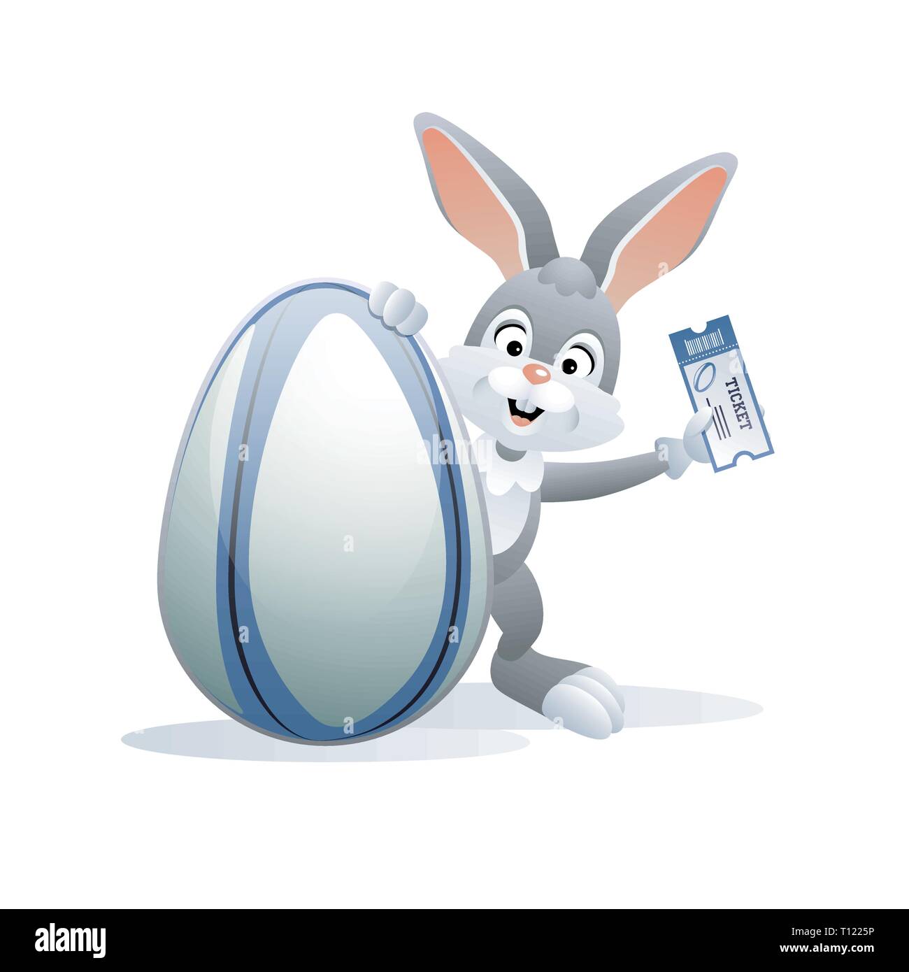 Sports Pâques carte de vœux. Mignon Lapin avec oeuf et Rugby Billet. Vector illustration. Illustration de Vecteur