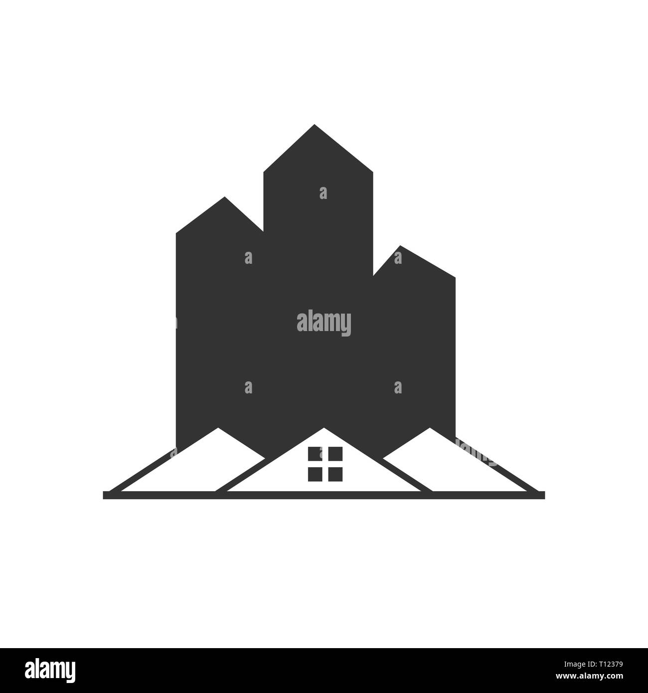 Bâtiment - illustration vecteur icône icône icône plat de construction - logo construction company Banque D'Images