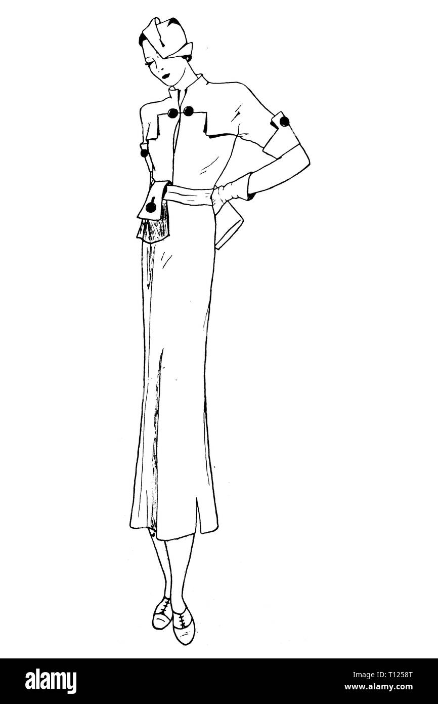 Vêtements de femmes des années 1920 - Vintage Illustration Banque D'Images