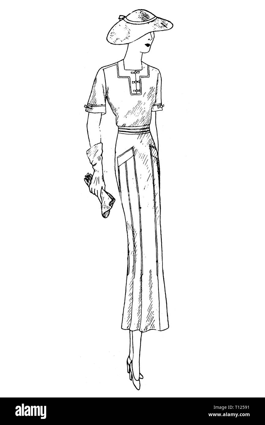 Vêtements de femmes des années 1920 - Vintage Illustration Banque D'Images