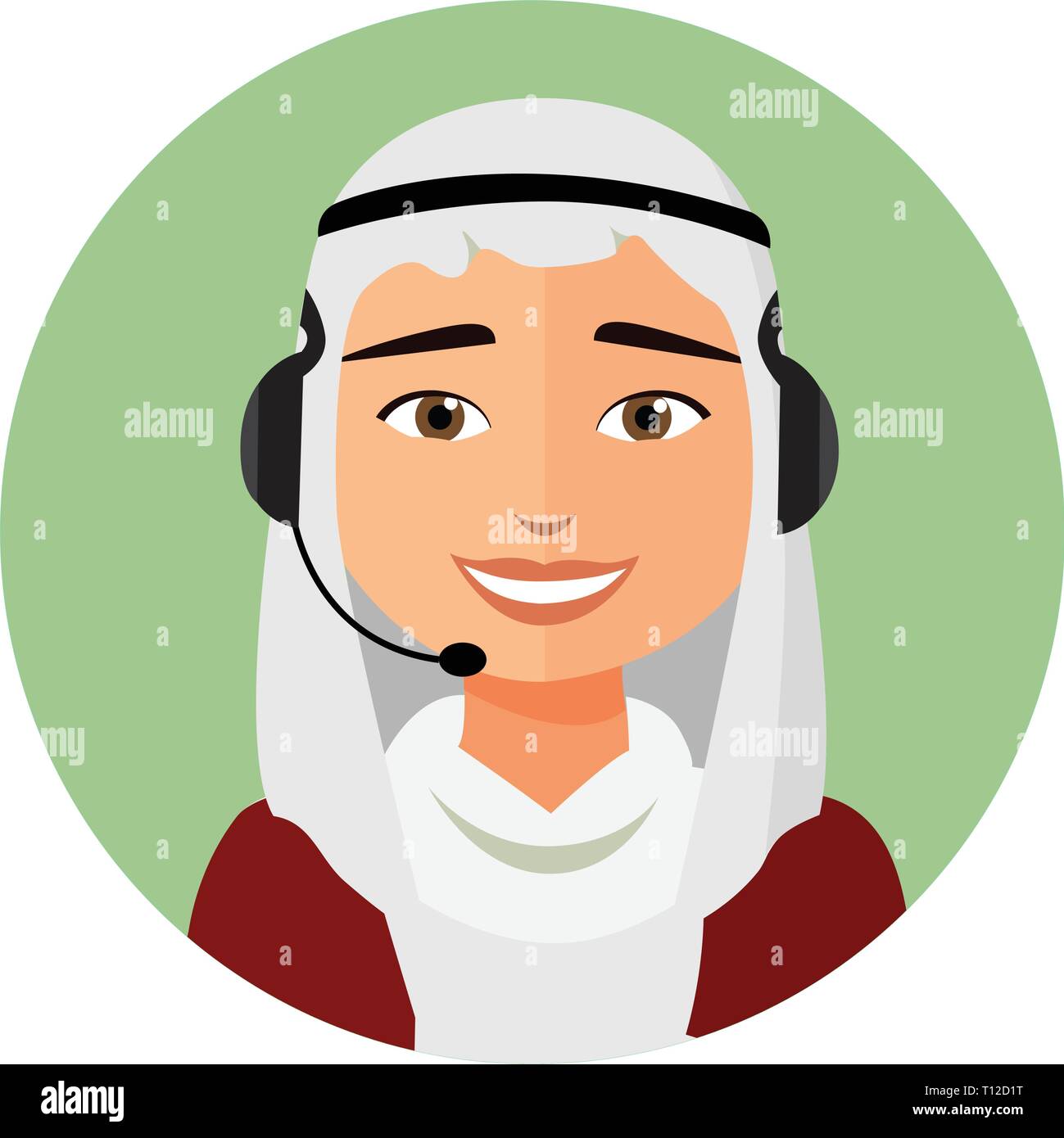 L'homme arabe avec l'opérateur de centre d'appel Icône casque services  client assistance téléphonique illustration vecteur eps 10 Image  Vectorielle Stock - Alamy