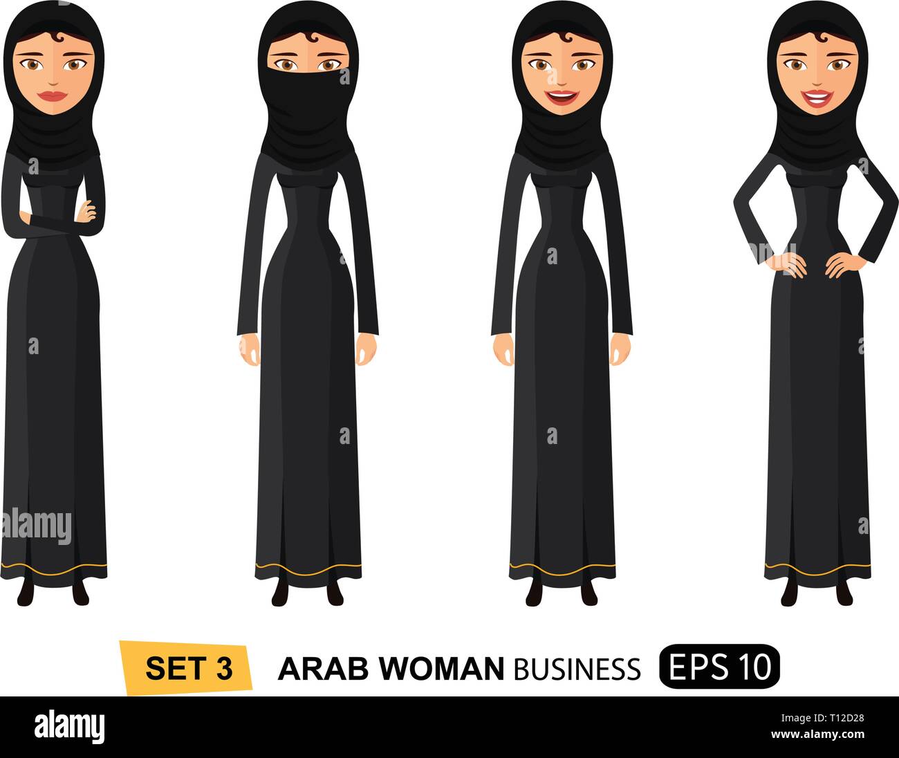 Femme d'affaires arabes dans un hijab avec des cheveux bouclés télévision cartoon vector illustration isolé sur blanc eps 10 Illustration de Vecteur