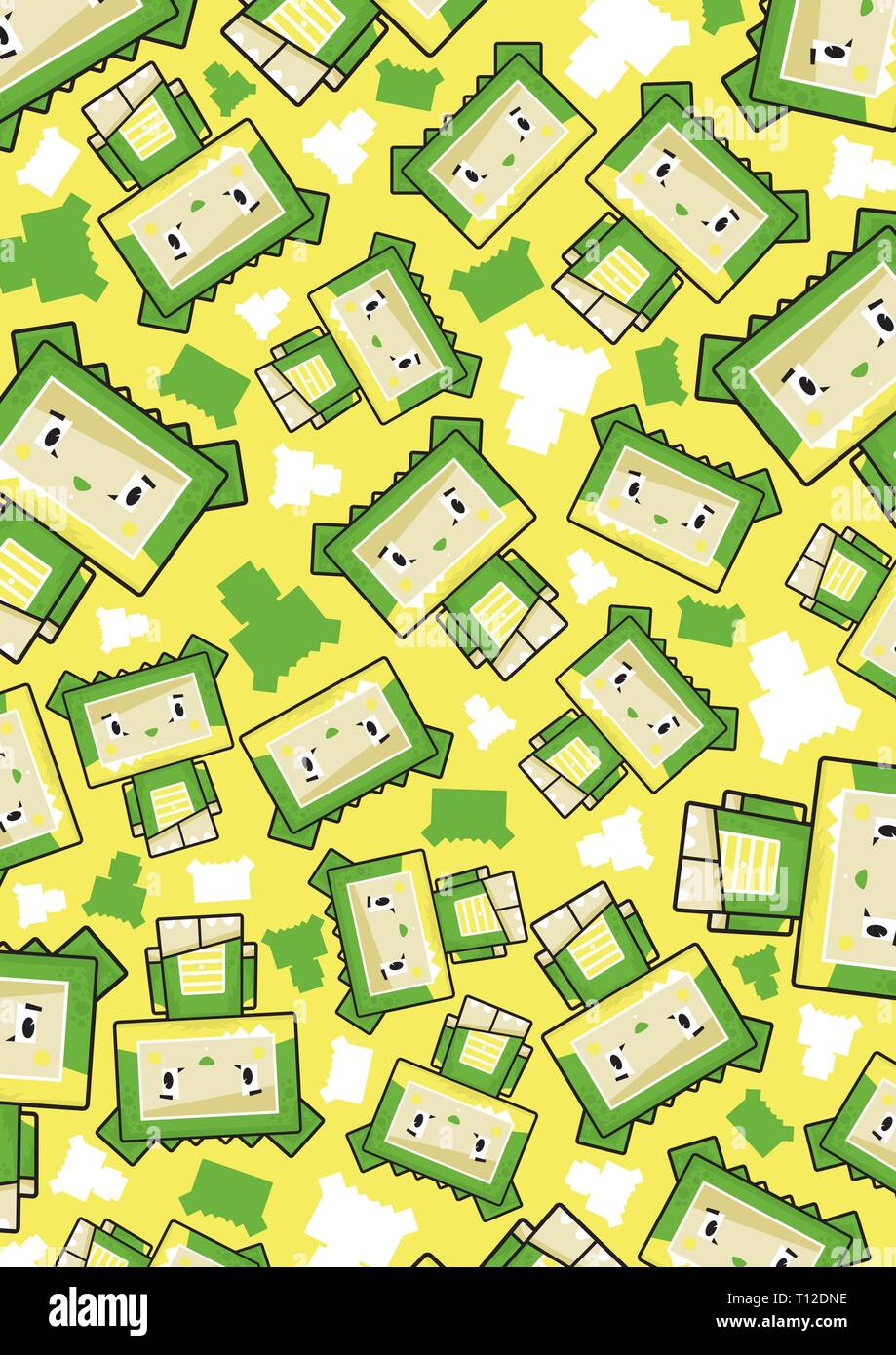 Cute Cartoon Block Modèle de caractères Crocodile Illustration de Vecteur