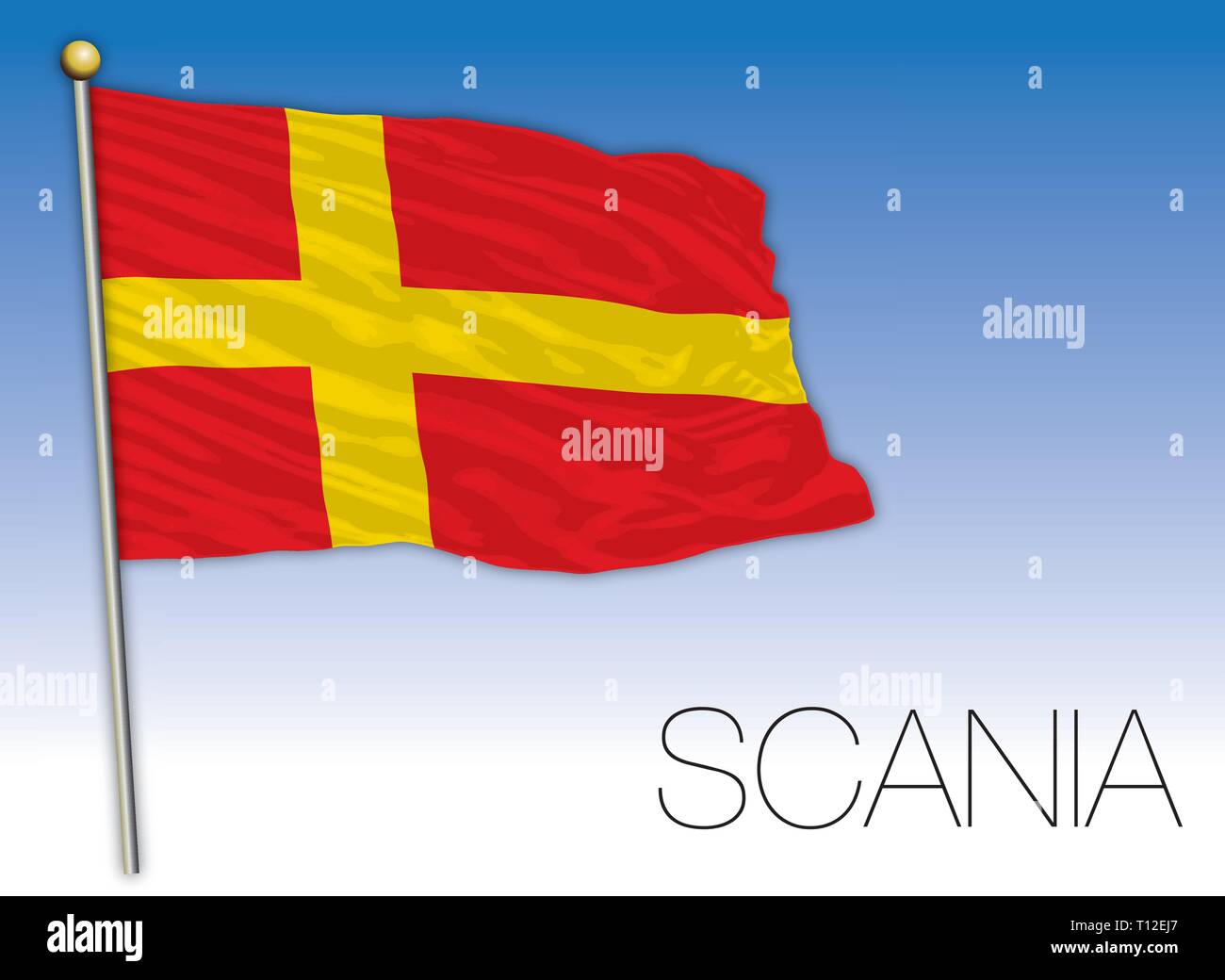Drapeau régional de Scania, Suède, vector illustration Illustration de Vecteur