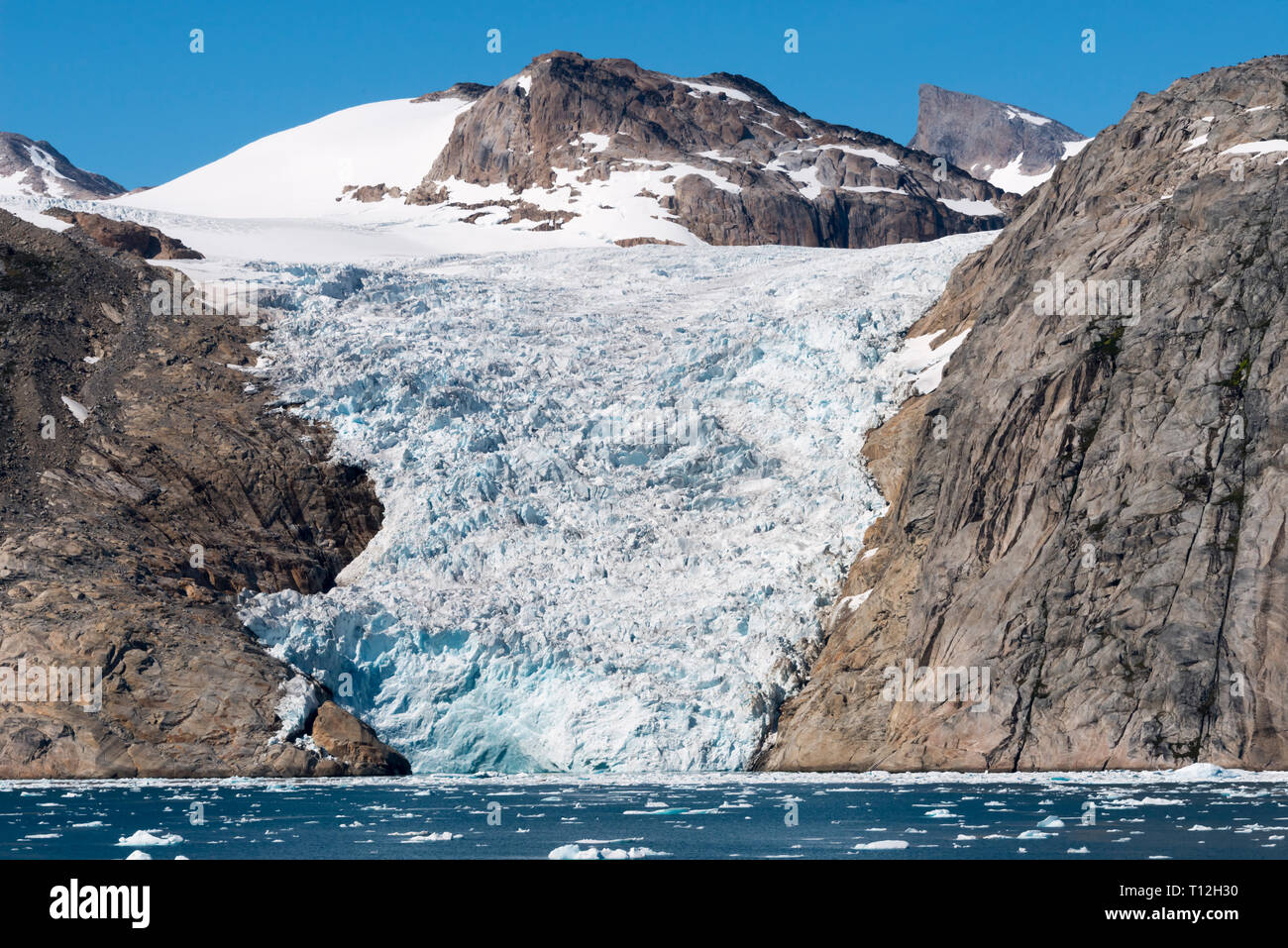 Glacier sur l'île de Prins Christian Sund, Groenland Banque D'Images