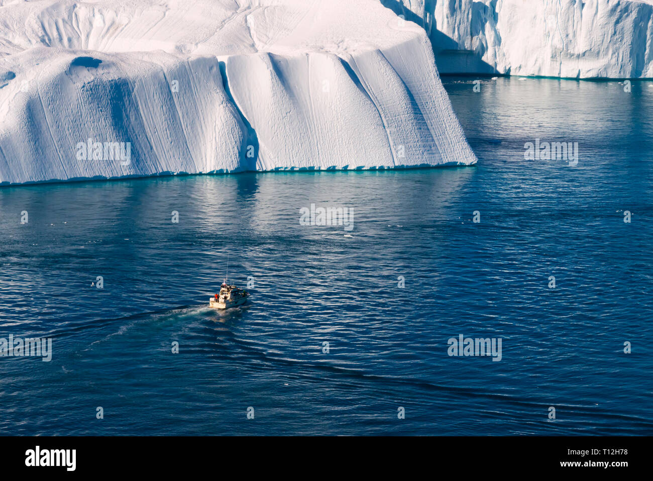 Voile d'Icebergs de Sermermiut, Ilulissat, Groenland. Banque D'Images