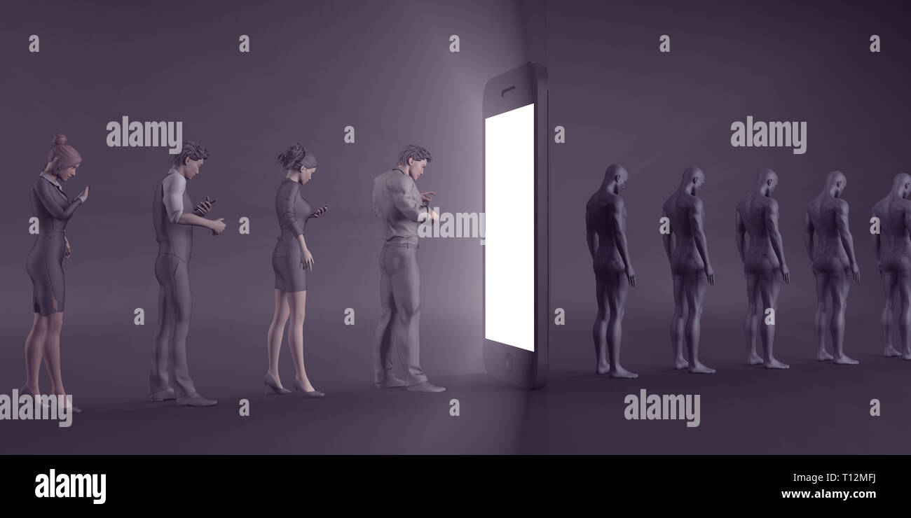 Smartphone technologie Retourner les personnes en zombies Concept Banque D'Images