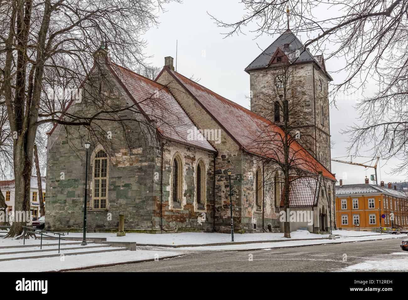 Var Frue, ou l'église Notre Dame, dans la ville de Trondheim en Norvège. Banque D'Images