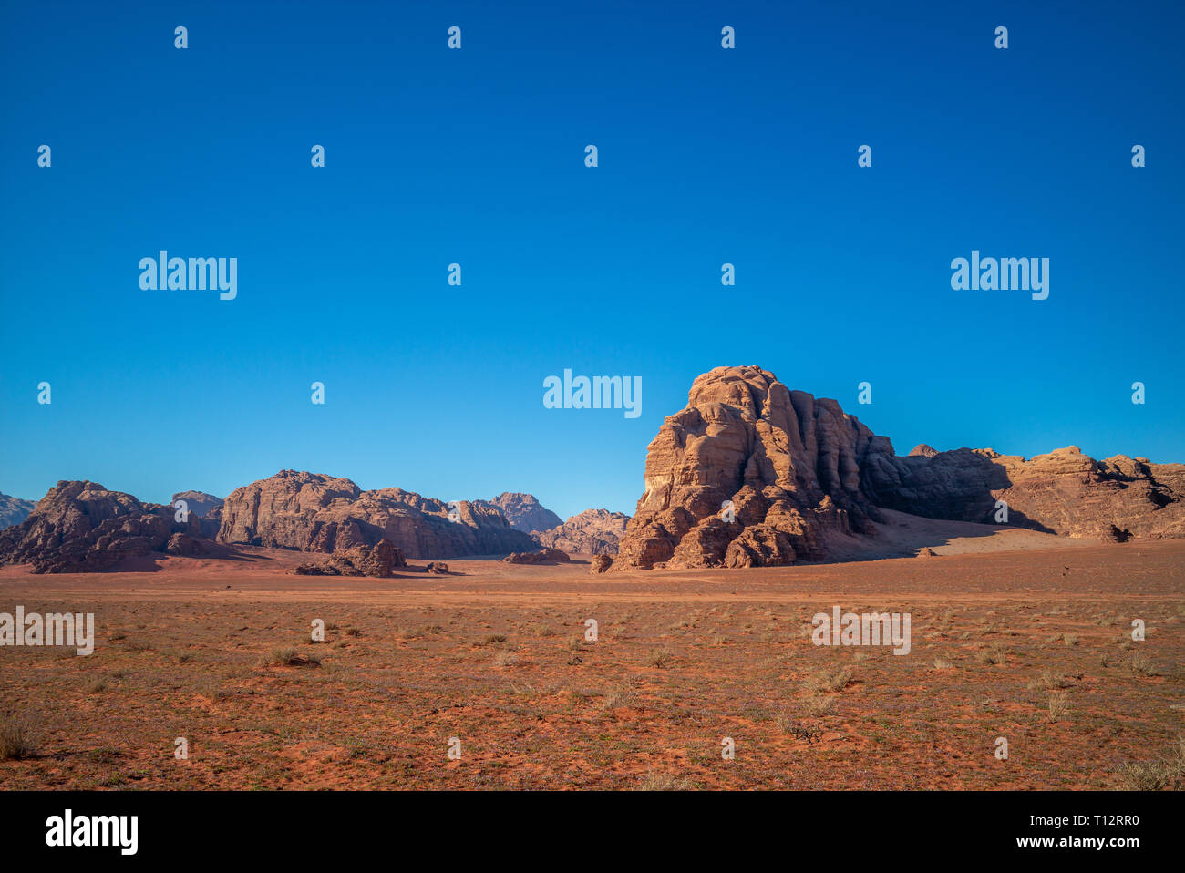 Le désert de Wadi Rum, ou la vallée de la Lune, en Jordanie Banque D'Images