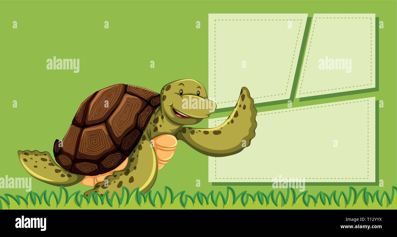 Une tortue sur vert remarque illustration Illustration de Vecteur