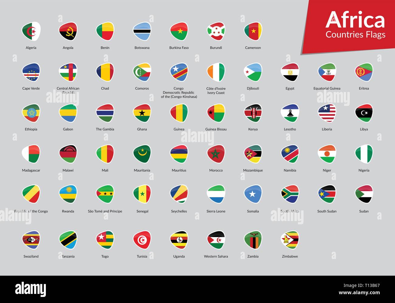 Continent africain Pays Drapeaux vector icon collection Illustration de Vecteur