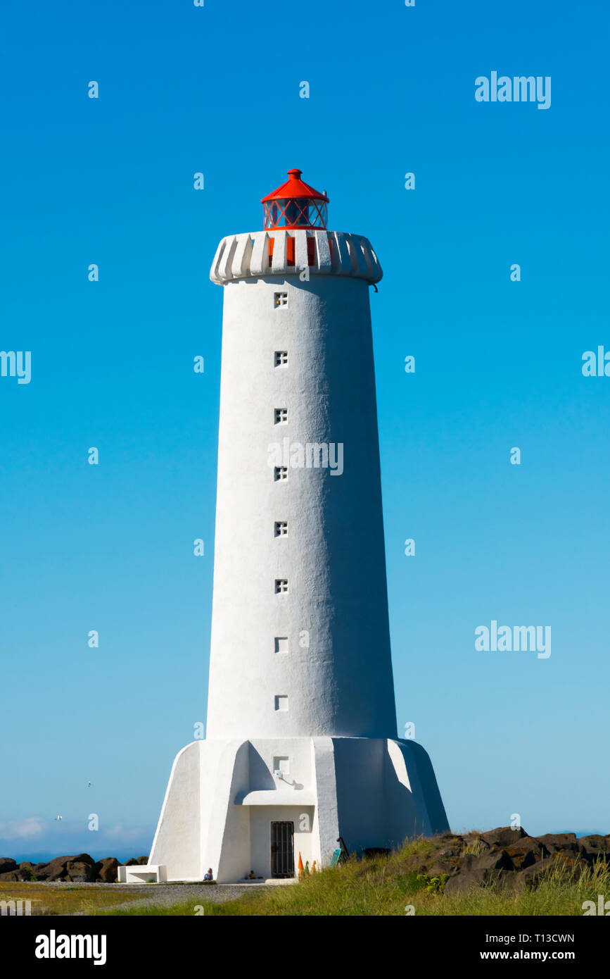 Le phare sur la plage, Vérone, Islande Banque D'Images