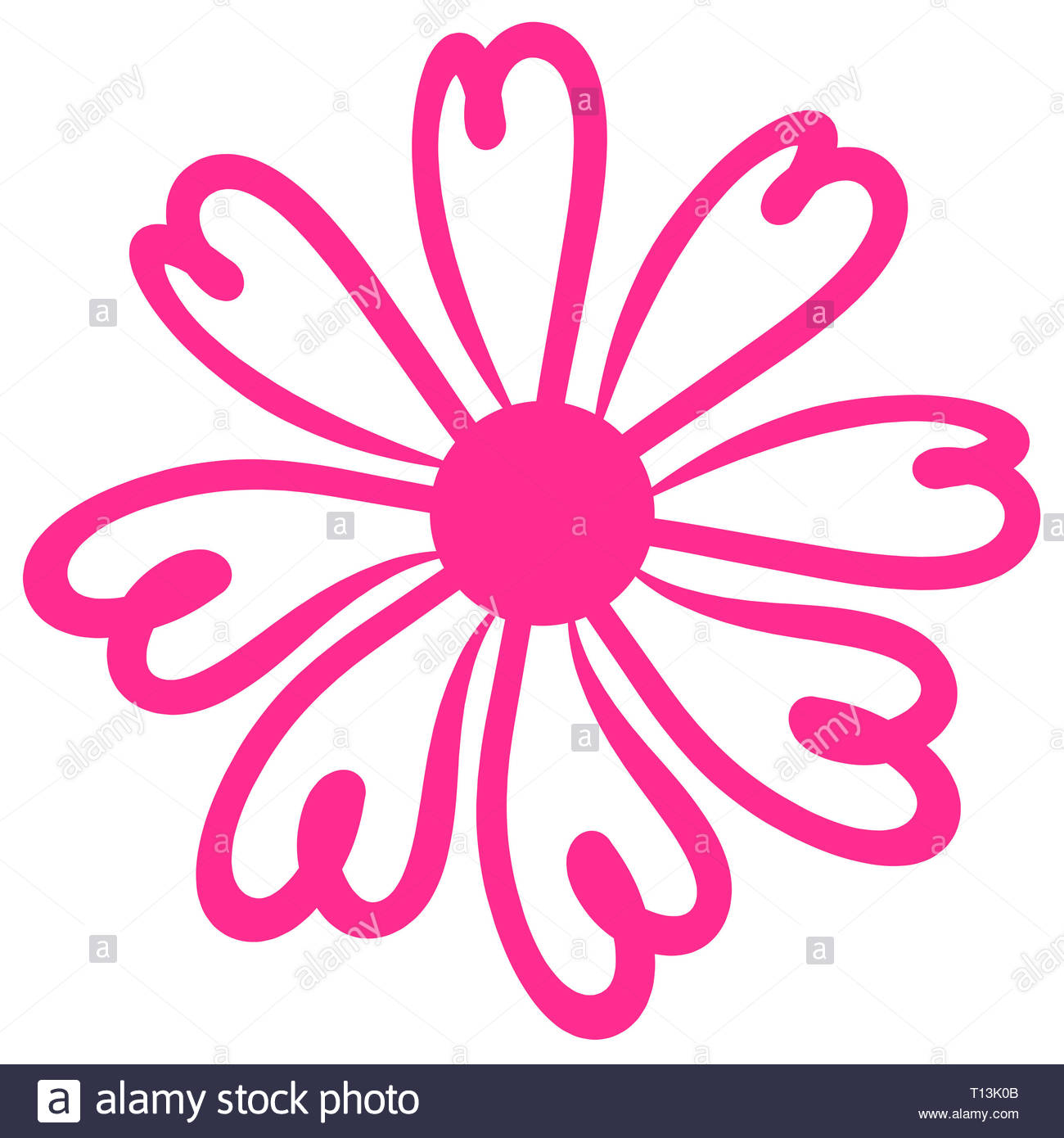 Fleur Rose Avec Huit Pétales En Forme De Cœur Banque D
