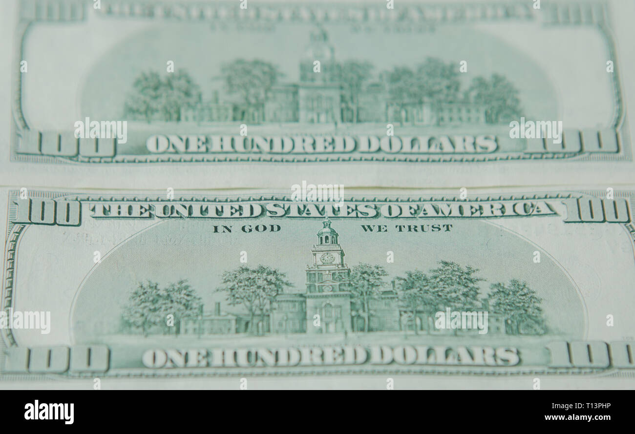 L'envers des dollars américains. Arrière-plan de billets d'un dollar. Banque D'Images