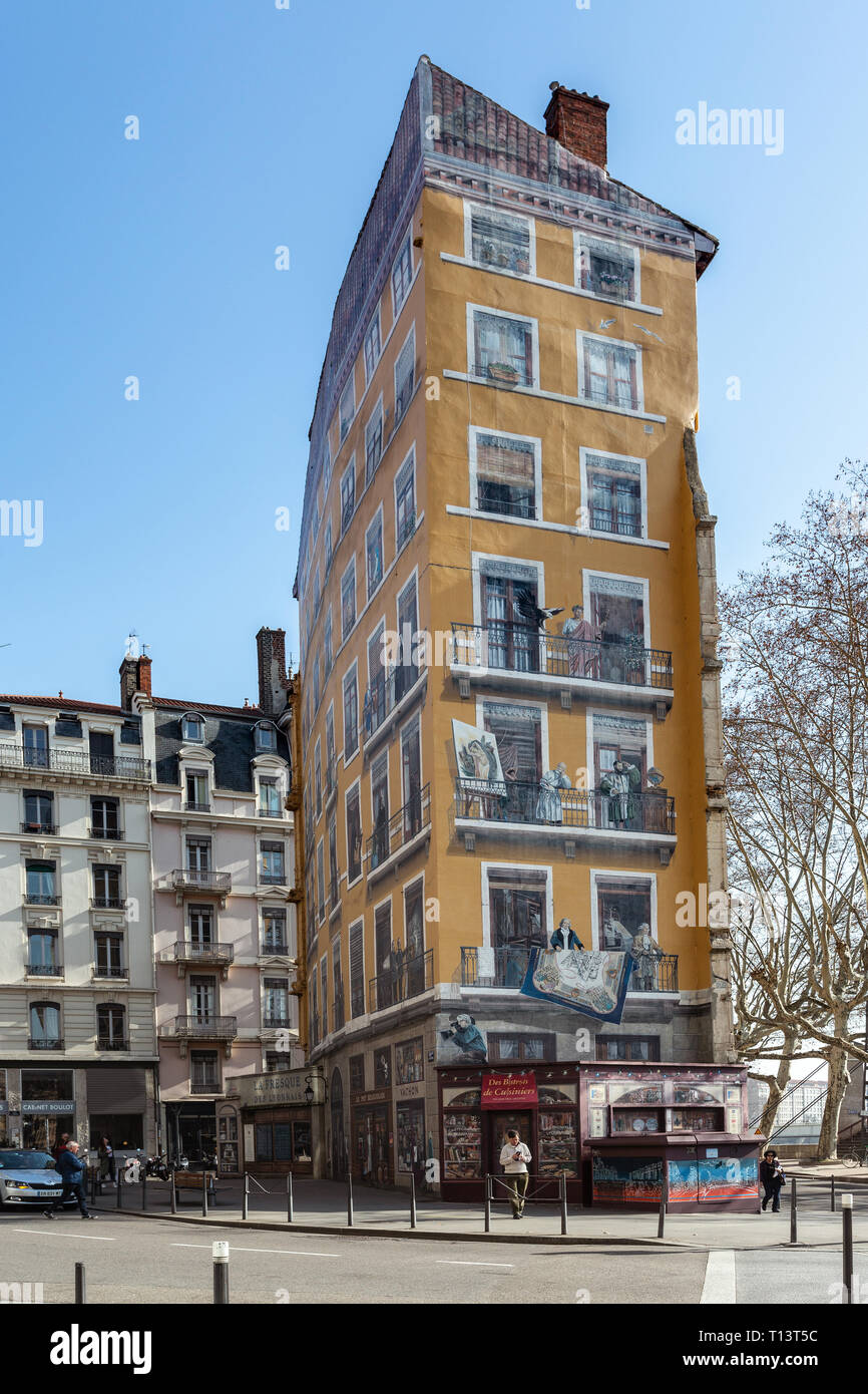 Mur peint des Lyonnais, Lyon. France Banque D'Images