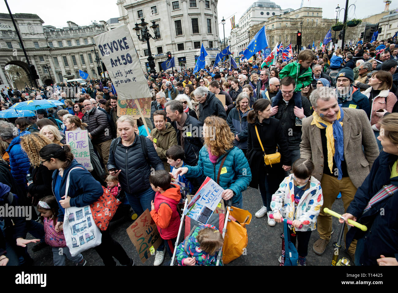 Londres, Angleterre, Royaume-Uni. Mar 23, 2019. Les peuples anti Vote Brexit Mars à Londres des centaines de milliers de partisans d'un vote des peuples, un deuxième référendum dans le débat Brexit throgh une marche de protestation contre le centre de Londres les politiques existantes qui sera débattue au Parlement cette semaine. Participation à la marche étaient Sir Vince Cable Lib. Rép.dém.leader et Carolyn Lucas co-leader du Parti Vert. Crédit : BRIAN HARRIS/Alamy Live News Banque D'Images