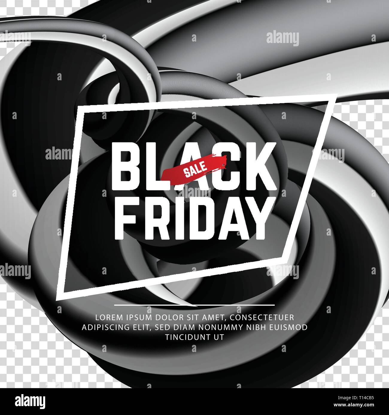 Vendredi rBlack iscription sur noir blanc liquide 3D de vecteur gradient background Illustration de Vecteur