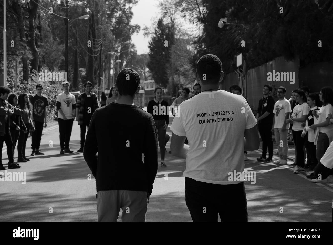 L'Amitié Chypre bicommunautaire Programme vise à créer des liens d'amitié et de confiance entre les jeunes des communautés de Chypre. Banque D'Images