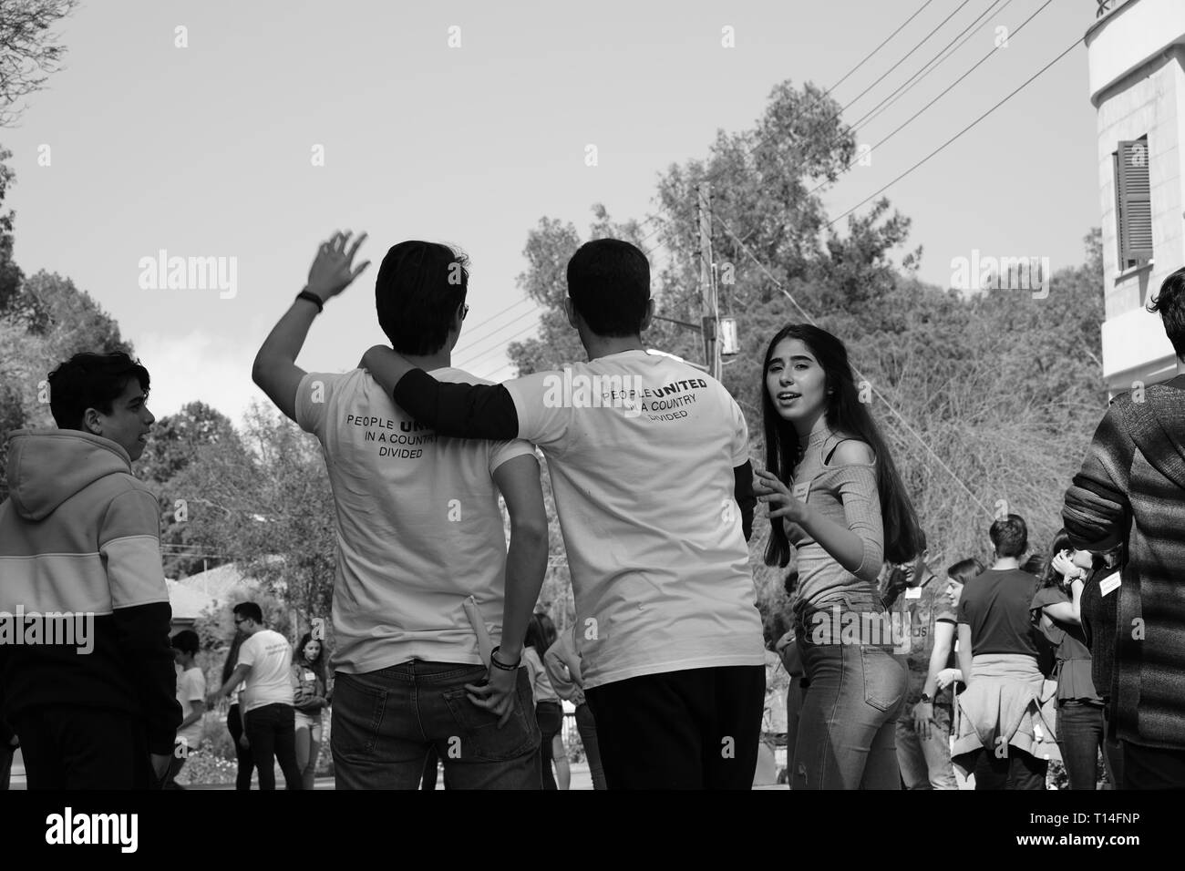 L'Amitié Chypre bicommunautaire Programme vise à créer des liens d'amitié et de confiance entre les jeunes des communautés de Chypre. Banque D'Images