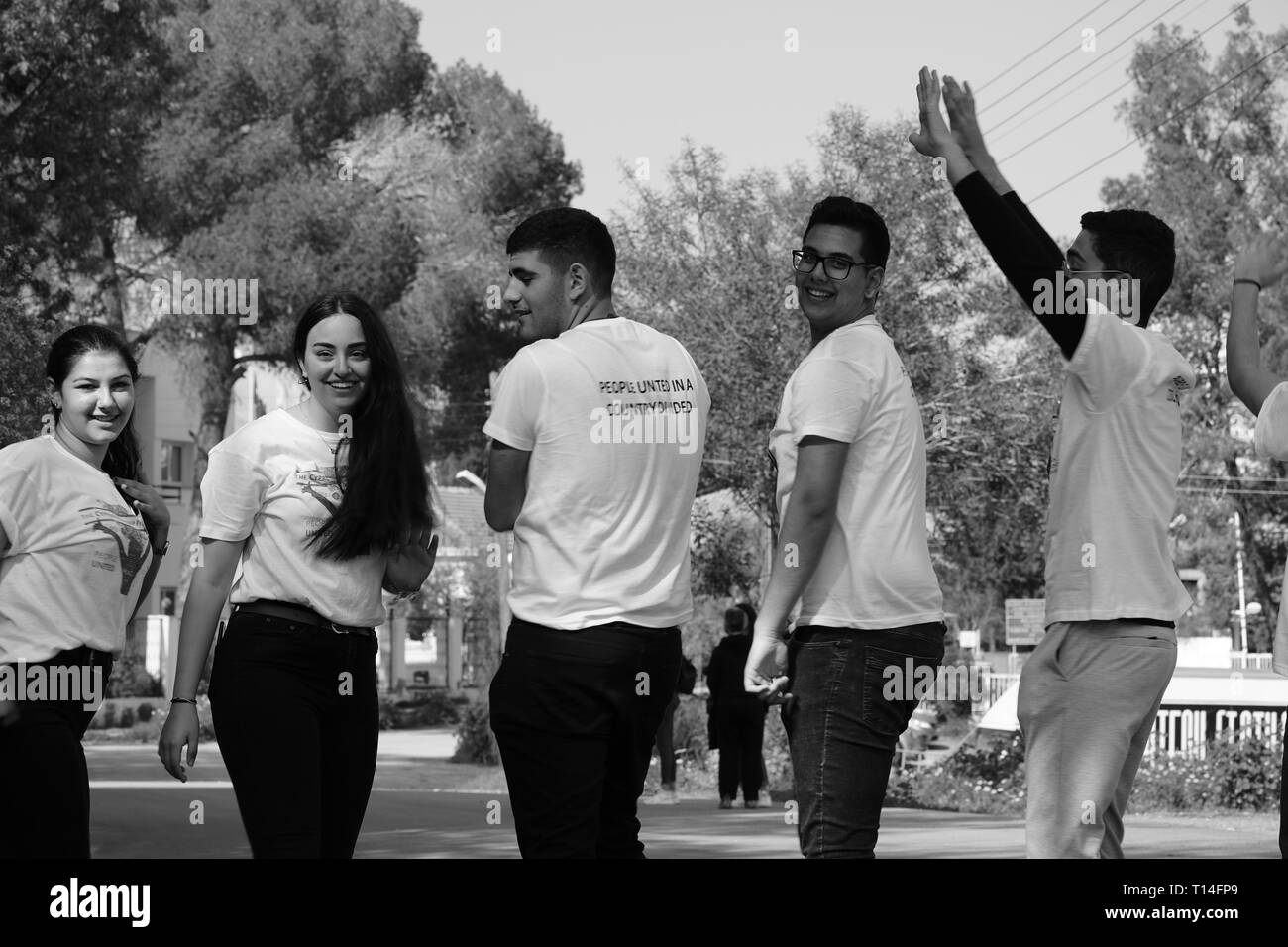 L'Amitié Chypre bicommunautaire Programme vise à créer des liens d'amitié et de confiance entre les jeunes des communautés de Chypre. Banque D'Images